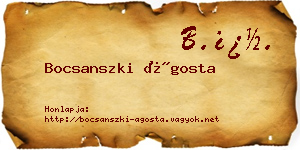 Bocsanszki Ágosta névjegykártya